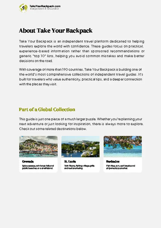 example page 1 from our offline Travel Guide for Saint Vincent and the Grenadines